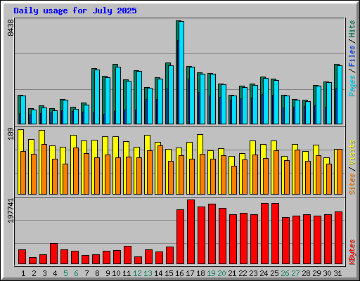 Daily usage for July 2025
