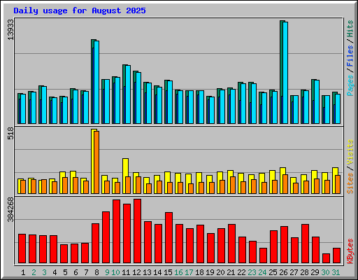 Daily usage for August 2025